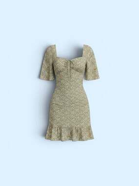 Primark Cares Green Floral Flutter Sleeve Mini Dress with Tie Front
